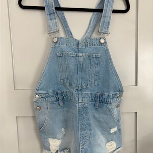 Free People Light Blue Denim Shorts Overalls